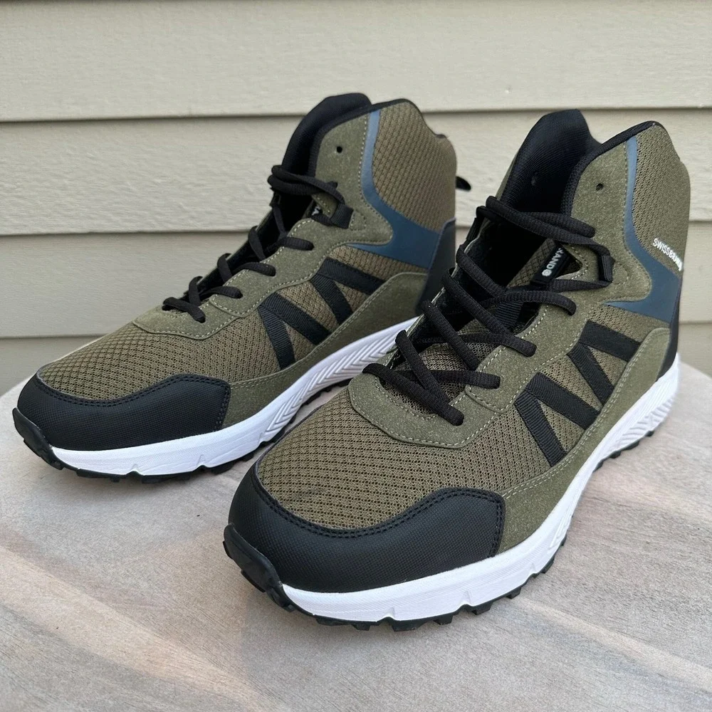 Swissbrand Armadyss Mens Hiking Boots Olive Green High Top Size 12 New